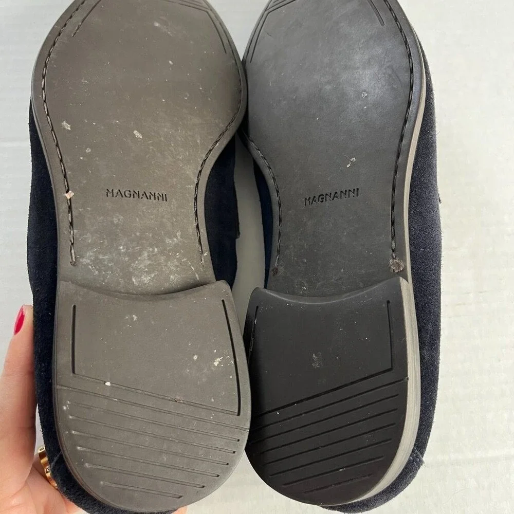 Magnanni Sz 9 Leather Daniel Loafer Men Navy Suede Slip On Flat Shoes
